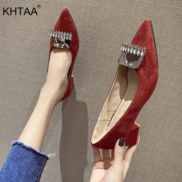 

women pointed toe pumps shoes office ladies suede fashion mid heels wedding dress shoe autumn spring female comfortable 2020 new, Black