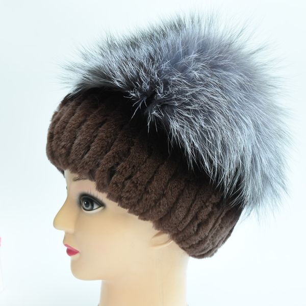 

зима шапочка меховая шапка для женщин вязаной 100% рекс папахи с завязью свободного размера случайных женщин, Blue;gray