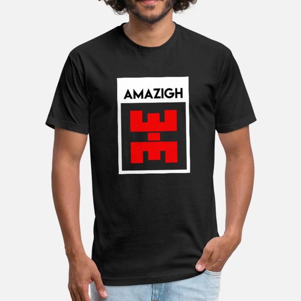 

amazigh t shirt men knitted 100% cotton round neck trend fit breathable spring novelty shirt