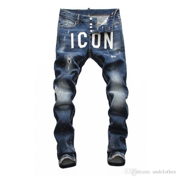 

2019 mens designer jeans designer long ripped young individuality mens jeans comfortable fashion explosion trend skinny jeans, Blue