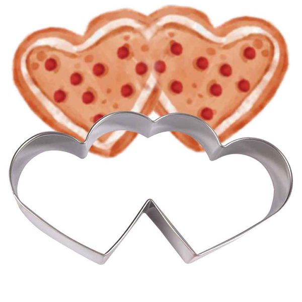

baking tools for party wedding gifts stainless steel double heart biscuit mold