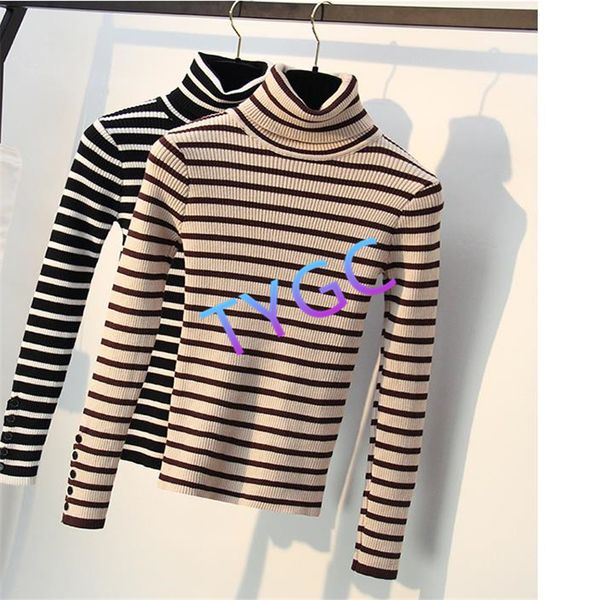 

sweater fleece woollen sweater knit woolly striped bottoming shirt ladies fashion long sleeve turtle neck pullover, White;black