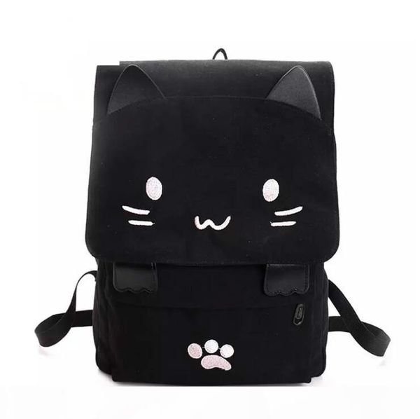 

women cute cat backpack canvas kawaii backpack school bag for student teenagers lovely rucksack cartoon bookbags ing