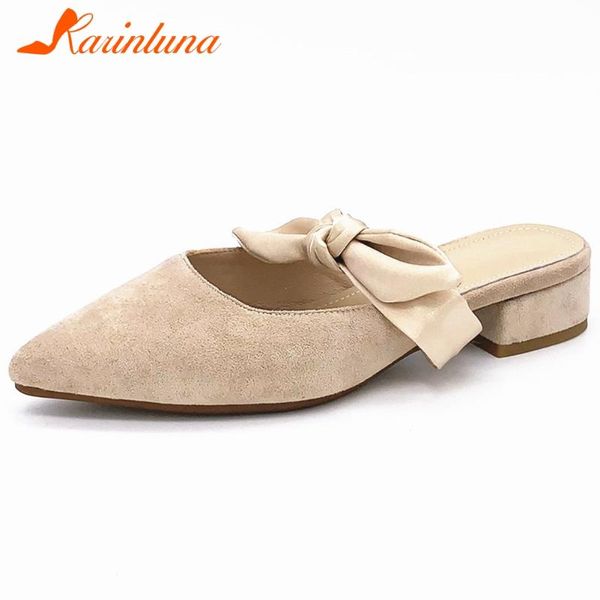 

karin female casual office sandals solid butterfly knot slip on low heel classic women sandals summer women shoes, Black