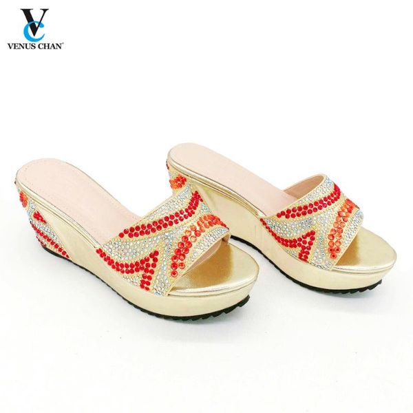 

new arrival women sandals elegant nigerian woman pumps shoe for party rhinestone slippers peep toe party shoes, Black