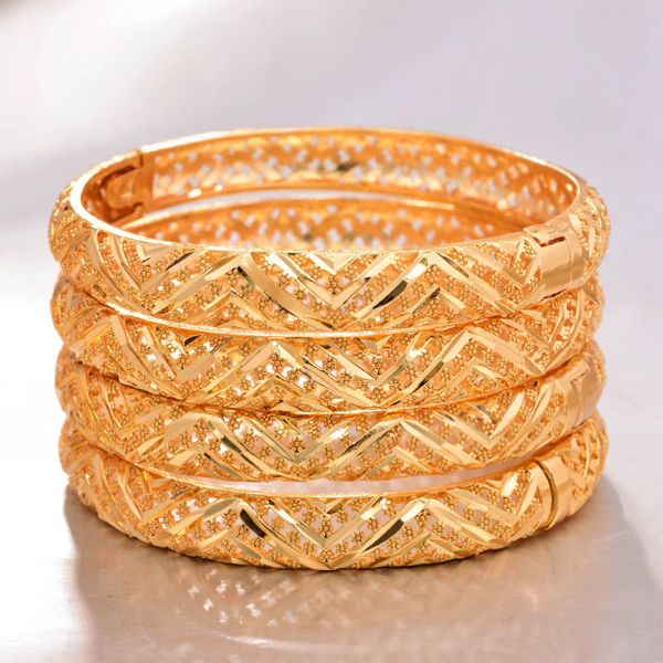 

annayoyo 4pcs/lot ethiopian africa gold color bangles for women dubai bride bracelet african wedding jewelry middle east items, Black