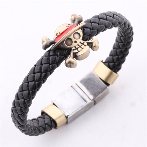 

flag charm piece weave ship leather one jewelry skull anime bracelets bangel bracelet luffy's pirate sign fashion cuff lihuibusiness pr, Golden;silver