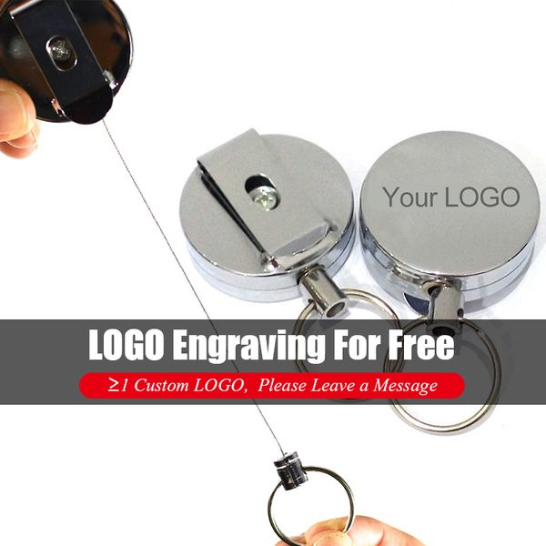

engrave metal badge retractable pull key rings id lanyard name tag card holder belt clip gift custom logo keychains decoration