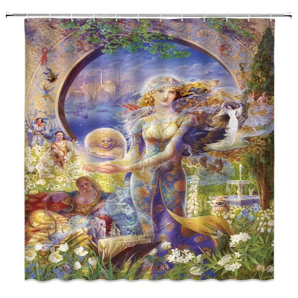 

shower curtains european retro curtain 3d printed waterproof bathroom moisture-proof our lady of angels bath