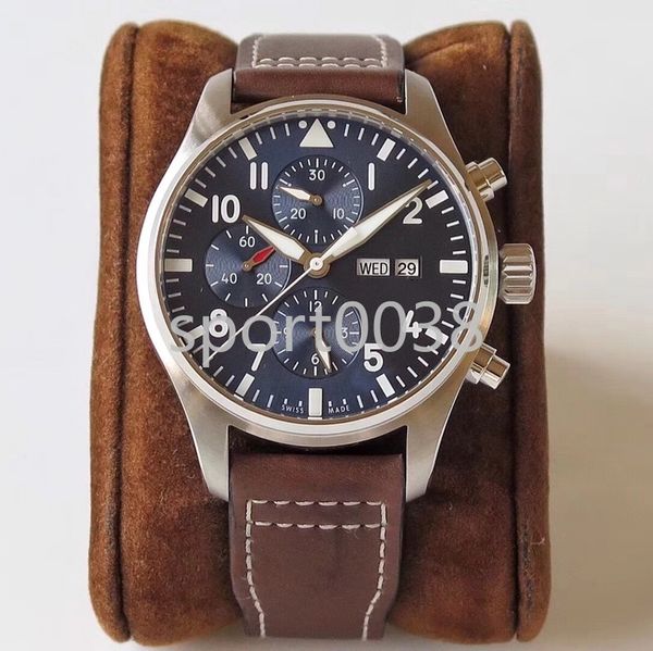 

men's luxury watch pilot mechanical watch belt watch, Slivery;brown