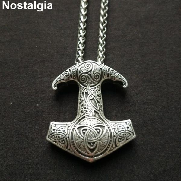 

thor hammer triskele triskelion symbol odin raven amulet mens womens necklace dropship suppliers 2020, Silver