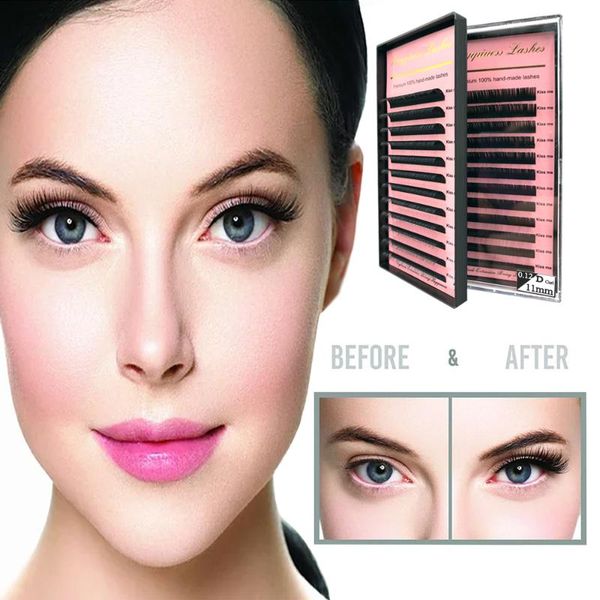 

false eyelashes all sizes soft natural long eyelash extensions mink black material bcdd+ curls 1 tray/lot