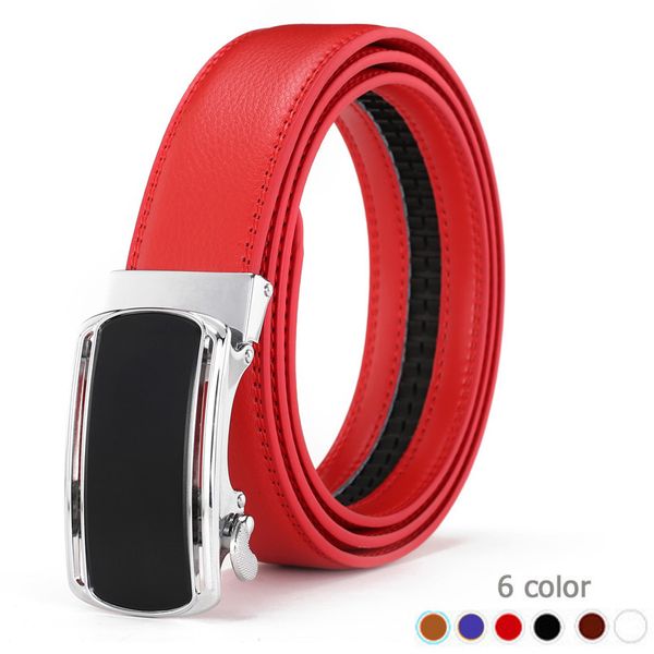 

2020 new fashion automatic buckle black genuine leather belt men's belts cow leather belts for men 3.5cm width brown white blue, Black;brown
