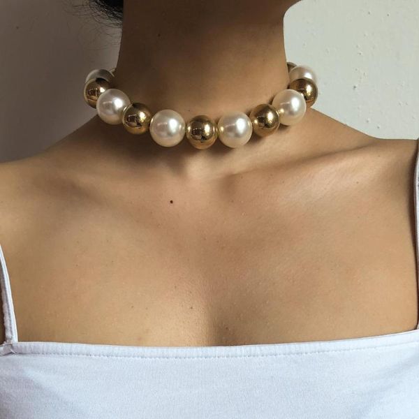 

chokers pearl choker necklaces fashion women necklace jewelry accessories gold silver color party dress, Golden;silver