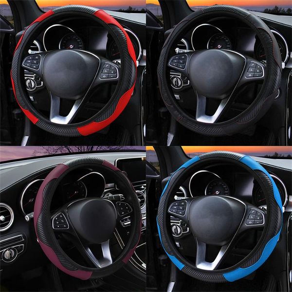 

37-38cm car steering wheel cover breathable anti slip pu leather steering covers suitable auto decoration internal accessories