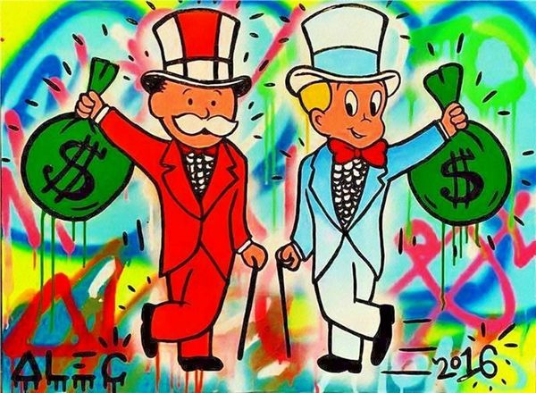 

alec monopoly graffiti art wall decor money bag home decor handpainted &hd print oil painting on canvas wall art canvas pictures 200820