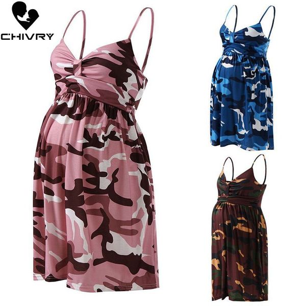 

maternity dresses chivry pregnancy clothes summer casual v-neck camouflage mom fashion mini dress pregnant for women vestidos, White
