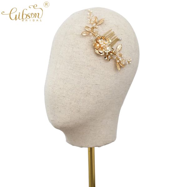 

romantic style flower jewelry wedding bridal hair vine accessories hair side comb tiara for women headpiece, Golden;silver