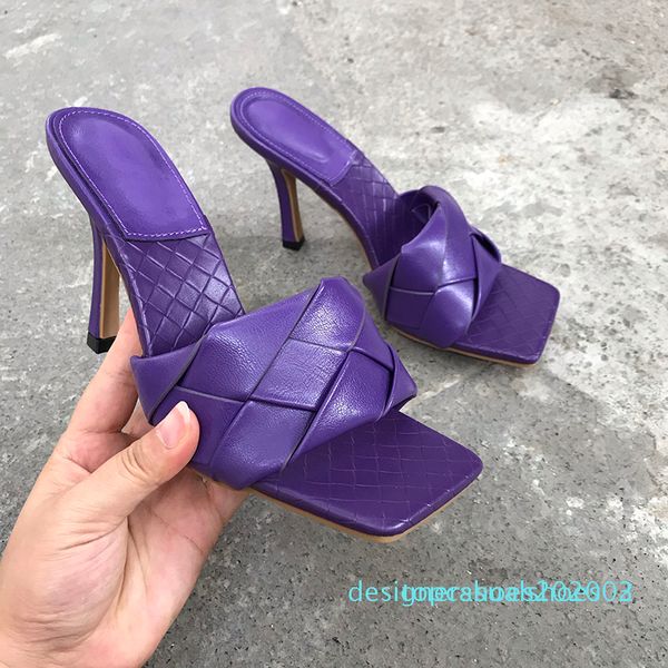 

2020 weave leather slippers women peep toe strange high heel shoes woman gladiator sandals d02, Black