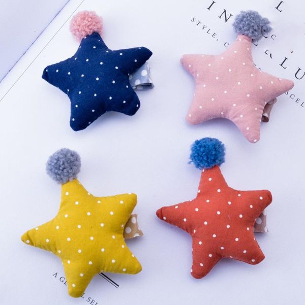 

hair accessories 20pcs ins fashion cute dot star hairpins solid pom clips princess headwear boutique ornaments, Slivery;white