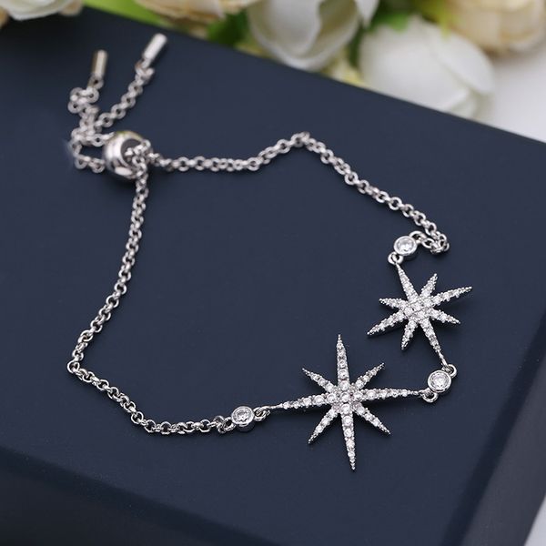 

european and american stars with the same sky star bracelet temperament wild rice word simple zircon adjustable bracelet jewelry, Golden;silver