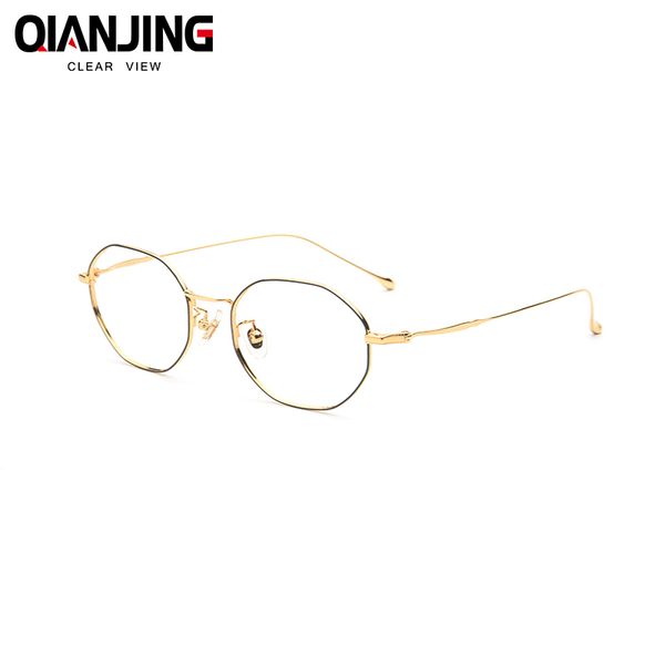 

qj titanium retro fashion metal round eight sided glasses frames optical glasses frame spectacle frame oculos de grau, Black