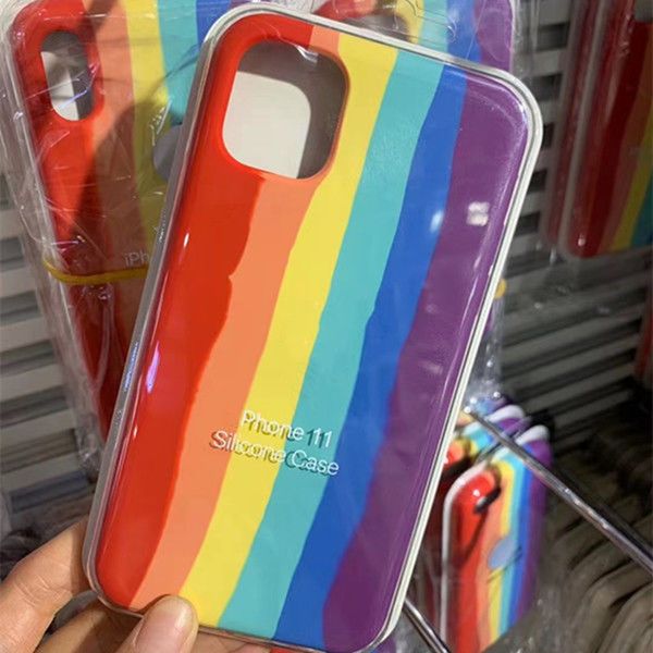 

official liquid silicone rainbow phone case for iphone 11 pro x xs max xr 7 8 plus se2 original case gel rubber protective cover