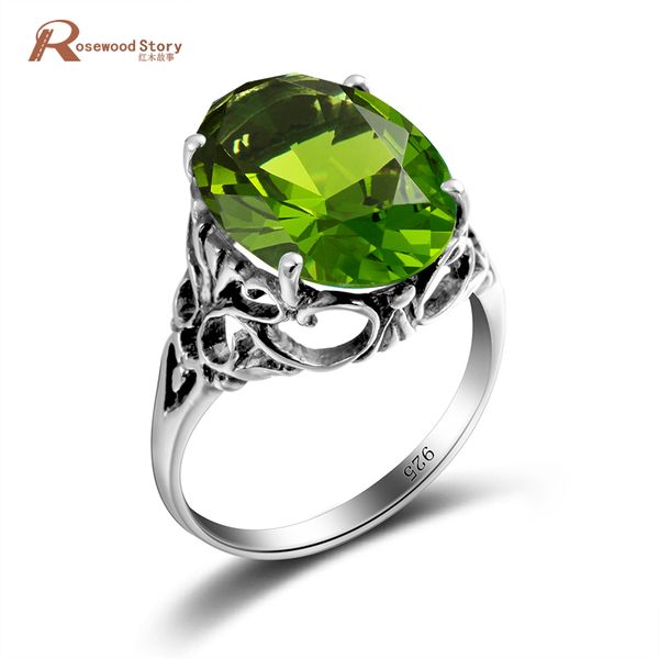

new brand ring for women 925 solid sterling silver ring vintage style created peridot olivine wedding bridal jewelry wholesale, Golden;silver