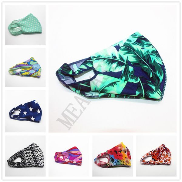 

double layer fashion face mask floral leopard dots cartoon masks with filter slot pouch facemask summer ice cool mouth cover d81002, Blue