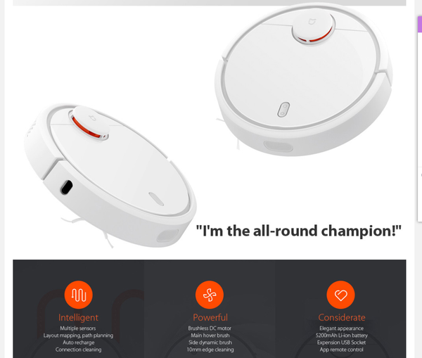 

2019 xiaomi mijia mi robot vacuum cleaner for home filter dust sterilize 1800pa automatic sweeping smart planned