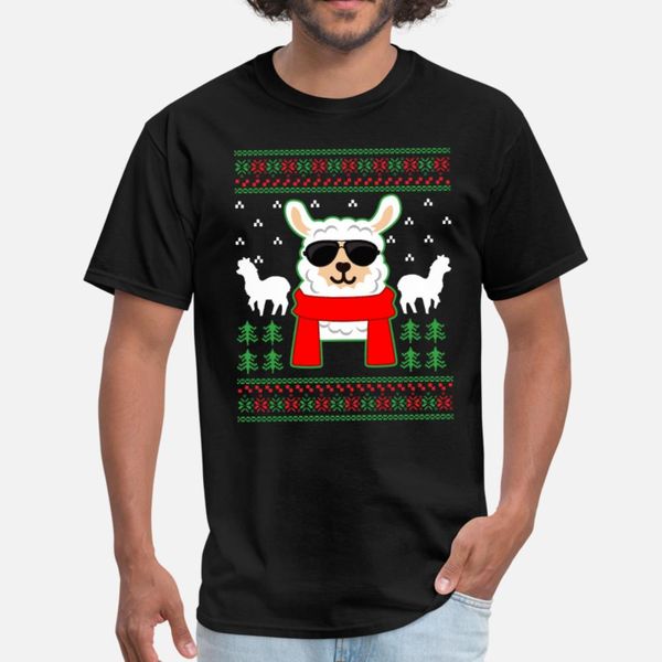 

ugly christmas lama sweater t shirt men designs short sleeve s-xxxl pattern cute basic summer style formal shirt