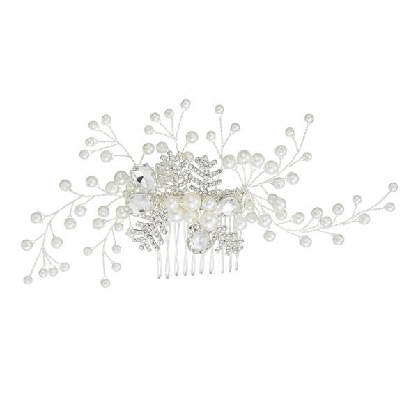 

bridal wedding hair accessories pearl comb clips rhinestone jewelry silver color hair pins for women ornaments bride headpiece, Golden;silver