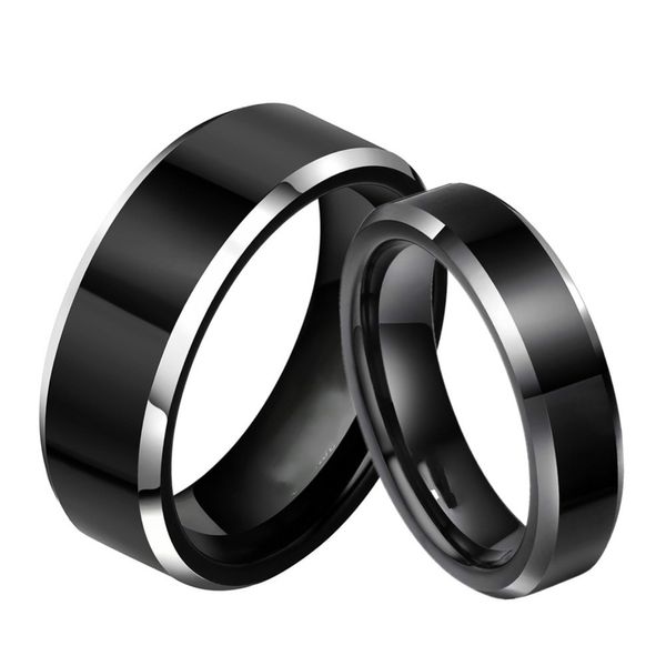 

Junerain 2pcs 8mm& 6mm Women Men Black Tungsten Carbide Ring Wedding Band Promise Marriage Couples Rings Set Fashion Alliance Jewelry