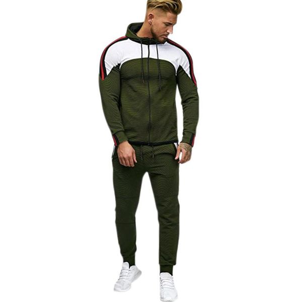 

gym clothing sets tracksuit men autumn winter hooded sweatshirt drawstring outfit sportswear men's pocket pants sports suit #z, White;black