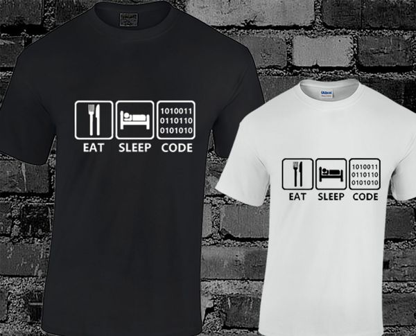 

ешьте sleep code mens t shirt программист gamer забавная идея подарка present новейший o-образным вырезом хлопок удобная t-shirt tee