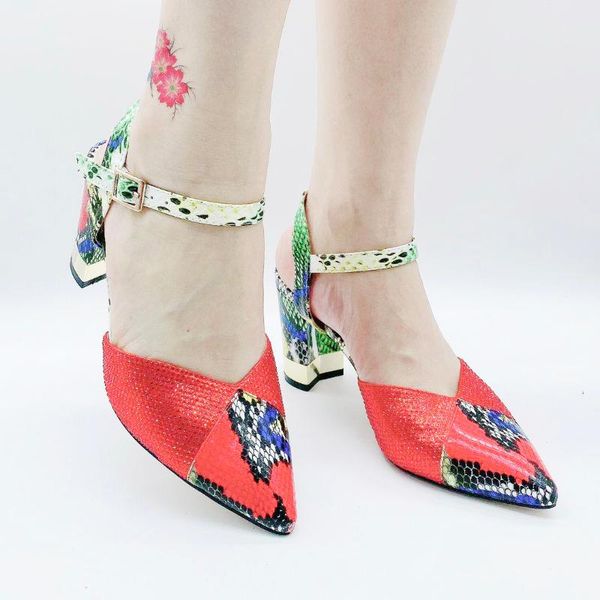 

ankle strap snake print bridal heeled shoes sandals slingbacks women pumps fashion high heeled shoes square heels ladies, Black