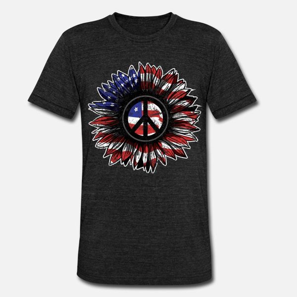 

american flag peace sign sunflower distressed t shirt men custom short sleeve plus size 3xl family famous comical novelty shirt