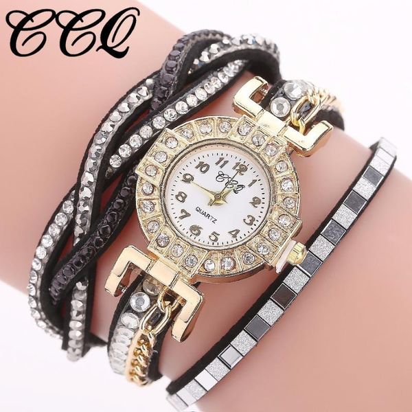

ccq brand fashion women rhinestone bracelet watch luxury ladies quartz watch casual women wrist relogio feminino gift, Slivery;brown