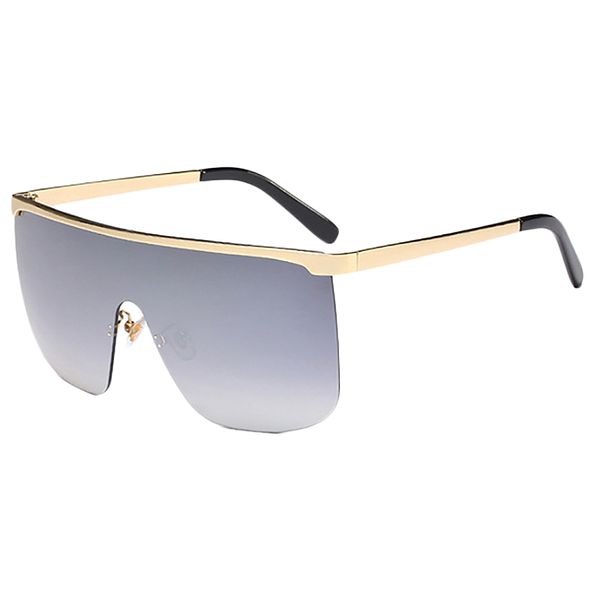 

oversize half frame gradient sunglasses women cover one piece goggle shades men c3 gold / gradient gray, Silver