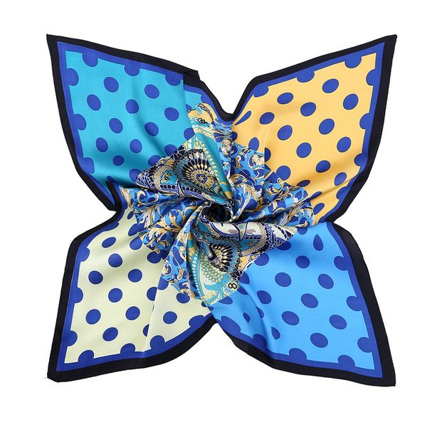 

2020 new spring silk satin bufandas femme gorgeous assorted color silk scarf fashion polka dot career scarves square womens wrap, Blue;gray