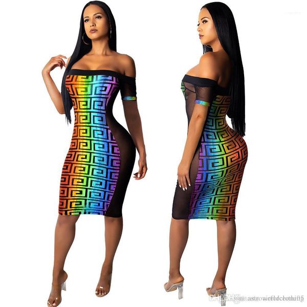 

women rainbow tie dyed strapless dress summer bodycon dresses mesh dress, Black;gray