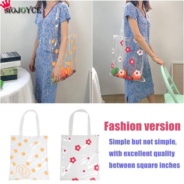 

delicate women clear shopping bags large capacity portable classic texture creative design chic fashion casual handbags