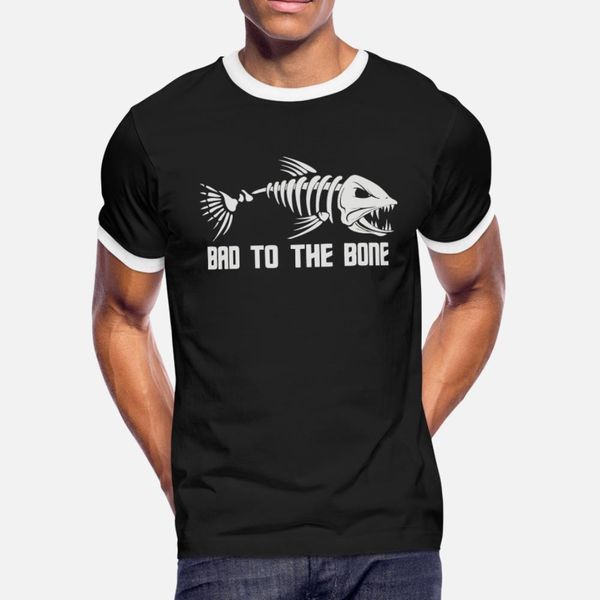 

bad to the bone fish t shirt men knitted 100% cotton crew neck clothes graphic comfortable summer style standard shirt