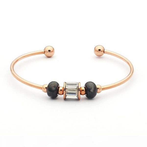 

2020 designer c letter double black round bead cylinder drill opening bracelet women's style bracelet