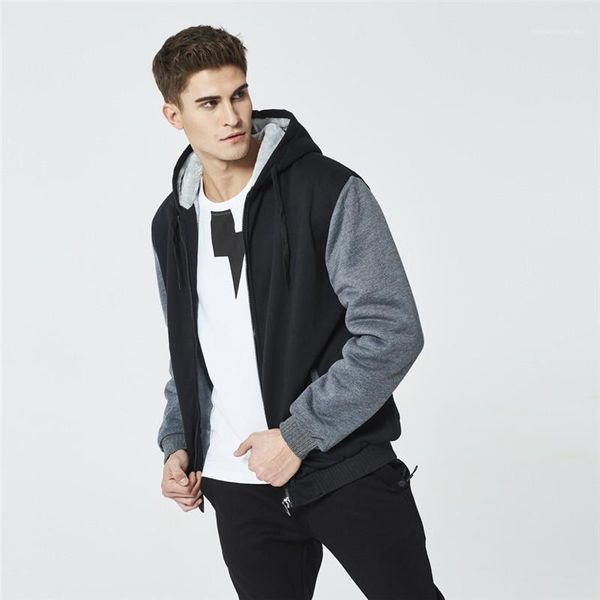 

patchwork hoodies long sleeve fashion slim hooded sweatshirts with pockets contrast color male clothing mens designer fleece, Black
