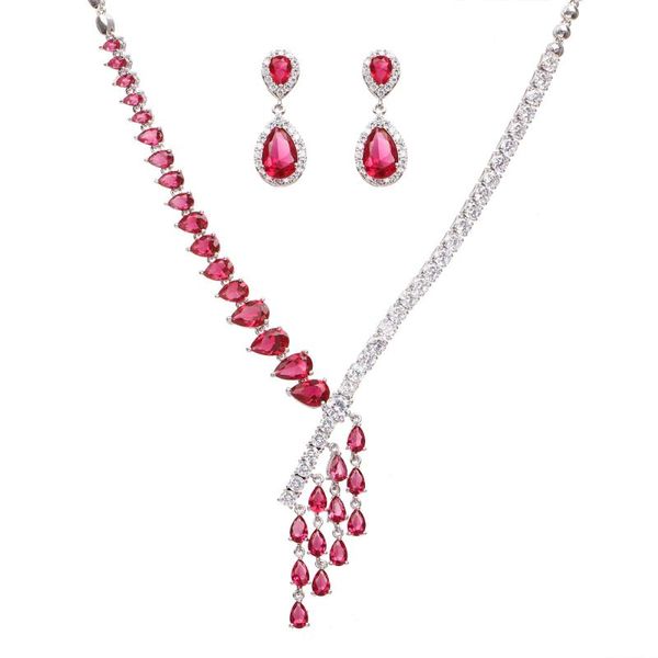 

bettyue new ingenious design women fashion jewelry set with zirconia earring and necklace elegant ornament in banquet, Silver