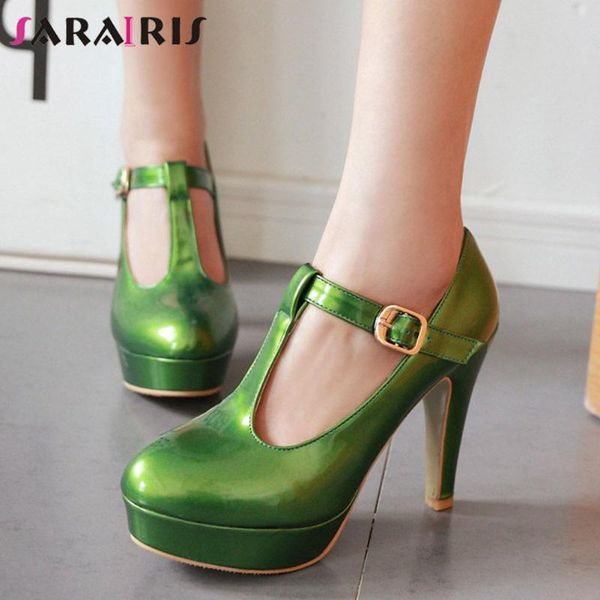 

sarairis ladies unique date high heels pumps fashion office metallic pumps women elegant platform t-trap shoes woman, Black