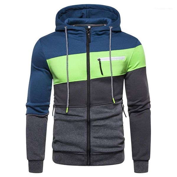 

with zipper patchwork mens designer hoodies cardigan long sleeve spring autumn homme hooded sweatshirts casual male clothing, Black
