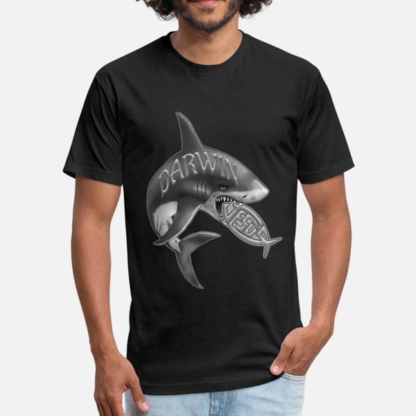

darwin shark t shirt men designer 100% cotton s-xxxl letters gift fashion summer style kawaii shirt