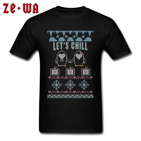 

penguins and chill 100% cotton funny t shirts christmas tshirt for men selling new t shirt sleeved cotton sweater